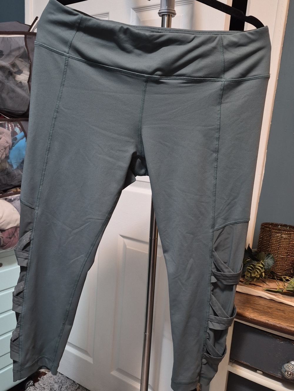 Active Life Slate Green Side Lattice Leggings Sz XL